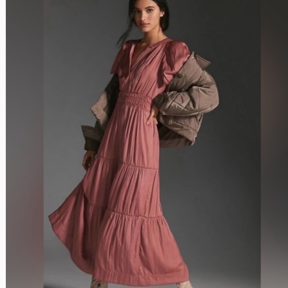 Anthropologie Somerset Silky Maxi Dusk Rose - Medium